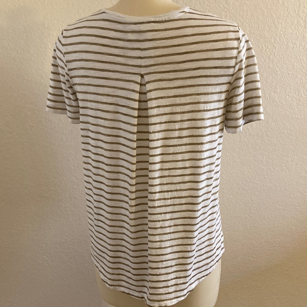 Chico's Gold and White Striped Short Sleeve Top